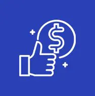 Thumbs up with a dollar sign symbolizing financial approval.